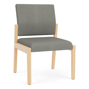 Pemberly Row Waiting Reception Armless Guest Chair Wood Frame in Gray
