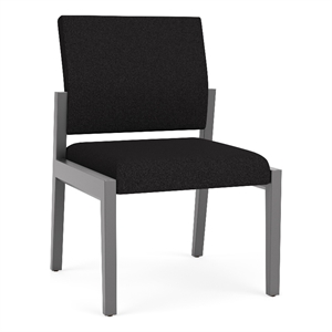 Pemberly Row Waiting Reception Armless Guest Chair Wood Frame in Black
