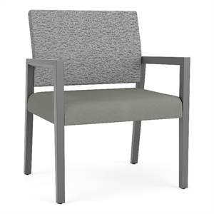 Pemberly Row Waiting Reception Wide Guest Chair Wood Frame in Gray