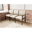 Pemberly Row Waiting Reception 3 Seat Tandem Seating No Center Arms in Brown