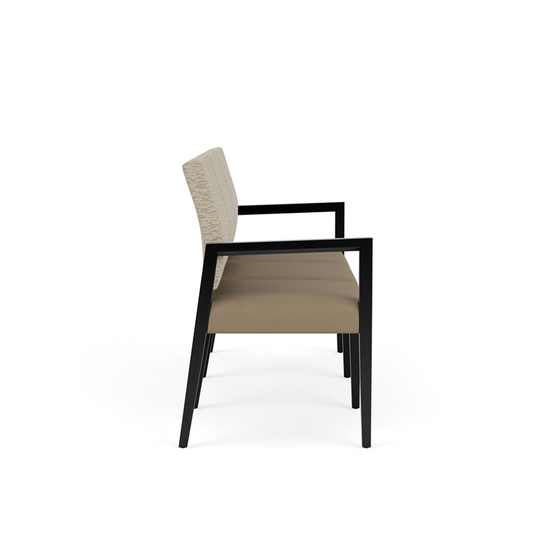 Pemberly Row Waiting Reception 3 Seat Tandem Seating No Center Arms in Brown