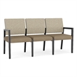 Pemberly Row Waiting Reception 3 Seat Tandem Seating No Center Arms in Brown