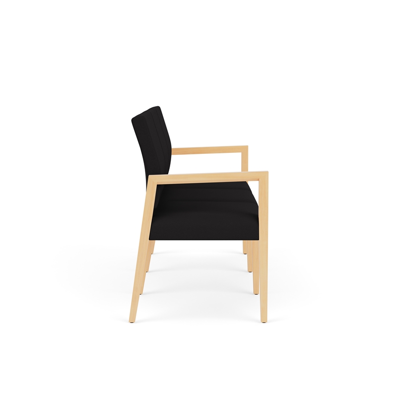 Pemberly Row Waiting Reception 3 Seat Tandem Seating No Center Arms in Black