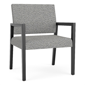 Pemberly Row Waiting Reception Wide Guest Chair Wood Frame in Gray