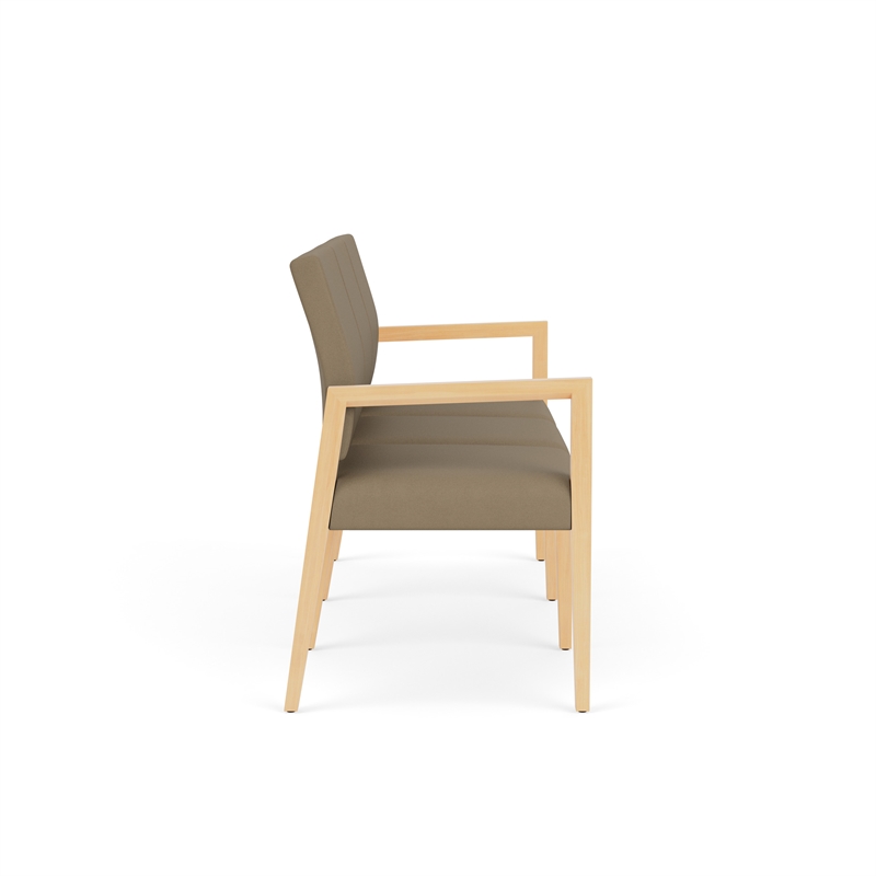 Pemberly Row Waiting Reception 3 Seat Tandem Seating No Center Arms in Brown