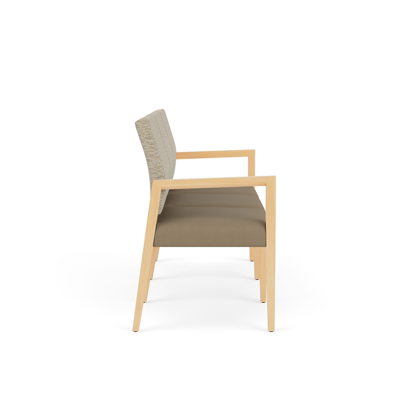 Pemberly Row Waiting Reception 3 Seat Tandem Seating No Center Arms in Brown