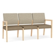 Pemberly Row Waiting Reception 3 Seat Tandem Seating No Center Arms in Brown