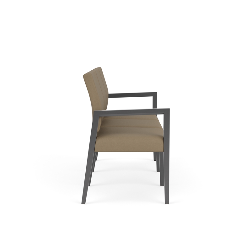 Pemberly Row Waiting Reception 3 Seat Tandem Seating No Center Arms in Brown