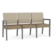 Pemberly Row Waiting Reception 3 Seat Tandem Seating No Center Arms in Brown