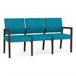 Pemberly Row Waiting Reception 3 Seat Tandem Seating No Center Arms in Teal