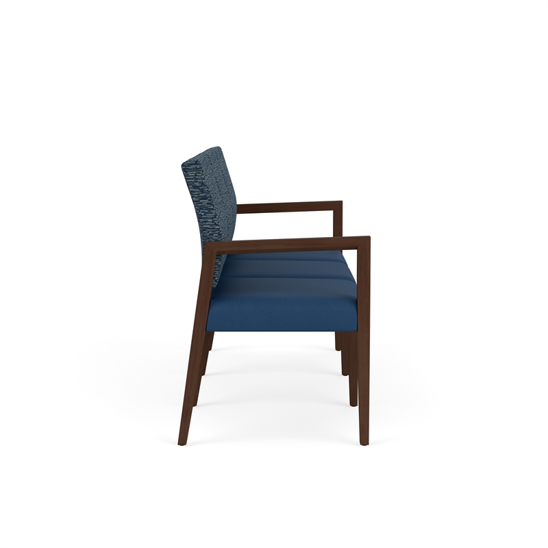 Pemberly Row Waiting Reception 3 Seat Tandem Seating No Center Arms in Blue