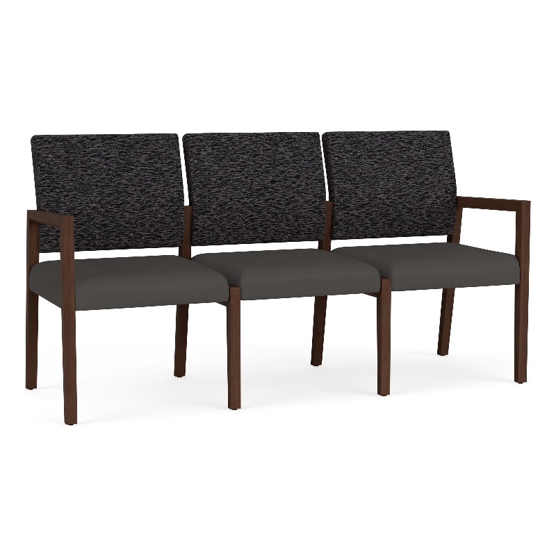 Pemberly Row Waiting Reception 3 Seat Tandem Seating No Center Arms in Gray