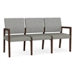Pemberly Row Waiting Reception 3 Seat Tandem Seating No Center Arms in Gray