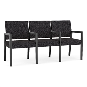 Pemberly Row Waiting Reception 3 Seat Tandem Seating Wood Frame in Black