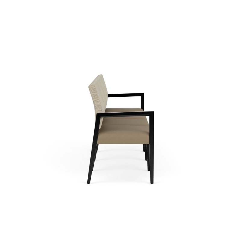 Pemberly Row Waiting Reception 4 Seat Tandem Seating No Center Arms in Brown