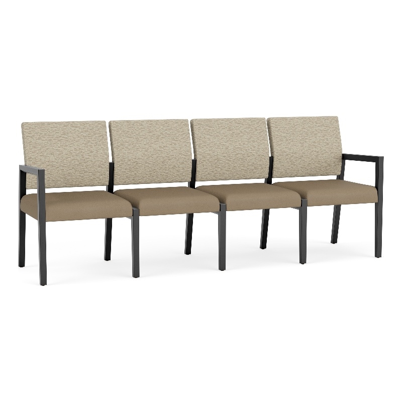 Pemberly Row Waiting Reception 4 Seat Tandem Seating No Center Arms in Brown