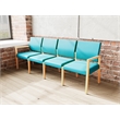 Pemberly Row Waiting Reception 4 Seat Tandem Seating No Center Arms in Teal