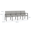 Pemberly Row Waiting Reception 4 Seat Tandem Seating No Center Arms in Brown