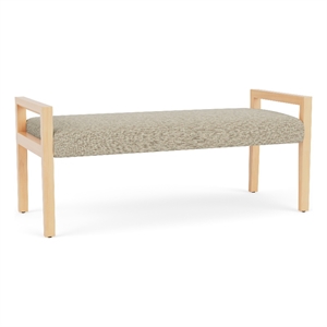 Pemberly Row Waiting Reception 2 Seat Bench Wood Frame in Brown