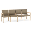 Pemberly Row Waiting Reception 4 Seat Tandem Seating No Center Arms in Brown