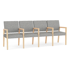 Pemberly Row Waiting Reception 4 Seat Tandem Seating Wood Frame in Gray