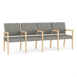 Pemberly Row Waiting Reception 4 Seat Tandem Seating Wood Frame in Gray
