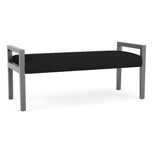 Pemberly Row Waiting Reception 2 Seat Bench Wood Frame in Black