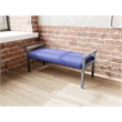 Pemberly Row Waiting Reception 2 Seat Bench Wood Frame in Blue