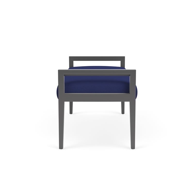 Pemberly Row Waiting Reception 2 Seat Bench Wood Frame in Blue