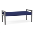 Pemberly Row Waiting Reception 2 Seat Bench Wood Frame in Blue