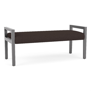 Pemberly Row Waiting Reception 2 Seat Bench Wood Frame in Brown