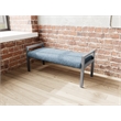 Pemberly Row Waiting Reception 2 Seat Bench Wood Frame in Blue