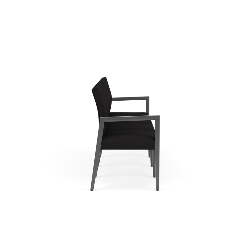 Pemberly Row Waiting Reception 4 Seat Tandem Seating No Center Arms in Black