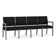 Pemberly Row Waiting Reception 4 Seat Tandem Seating No Center Arms in Black