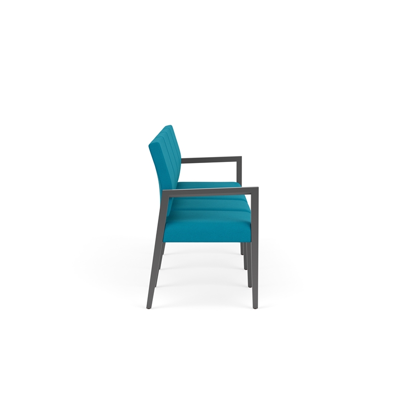 Pemberly Row Waiting Reception 4 Seat Tandem Seating No Center Arms in Teal