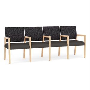 Pemberly Row Waiting Reception 4 Seat Tandem Seating Wood Frame in Gray
