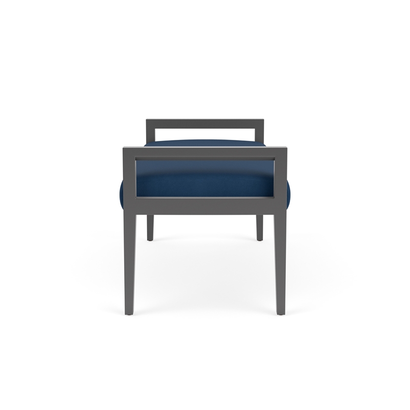 Pemberly Row Waiting Reception 2 Seat Bench Wood Frame in Blue
