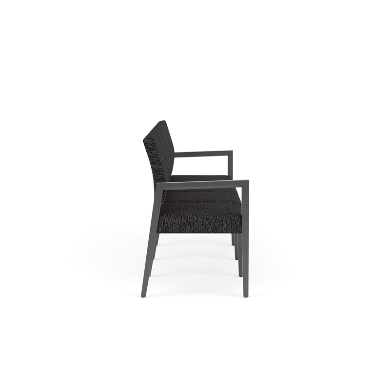 Pemberly Row Waiting Reception 4 Seat Tandem Seating No Center Arms in Black
