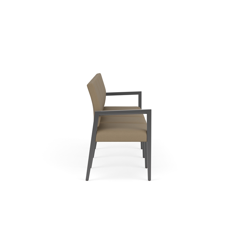 Pemberly Row Waiting Reception 4 Seat Tandem Seating No Center Arms in Brown