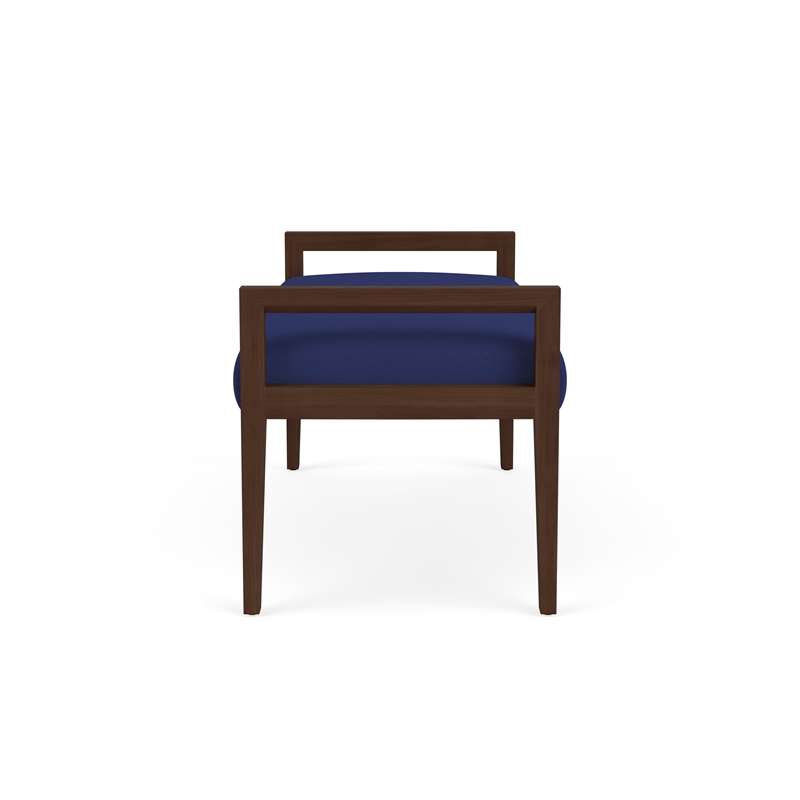 Pemberly Row Waiting Reception 2 Seat Bench Wood Frame in Blue