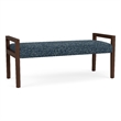 Pemberly Row Waiting Reception 2 Seat Bench Wood Frame in Blue