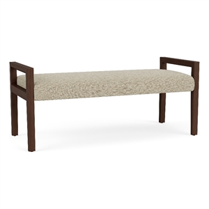Pemberly Row Waiting Reception 2 Seat Bench Wood Frame in Brown