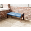 Pemberly Row Waiting Reception 2 Seat Bench Wood Frame in Blue