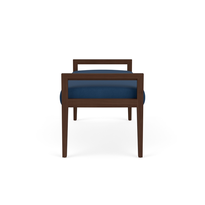 Pemberly Row Waiting Reception 2 Seat Bench Wood Frame in Blue