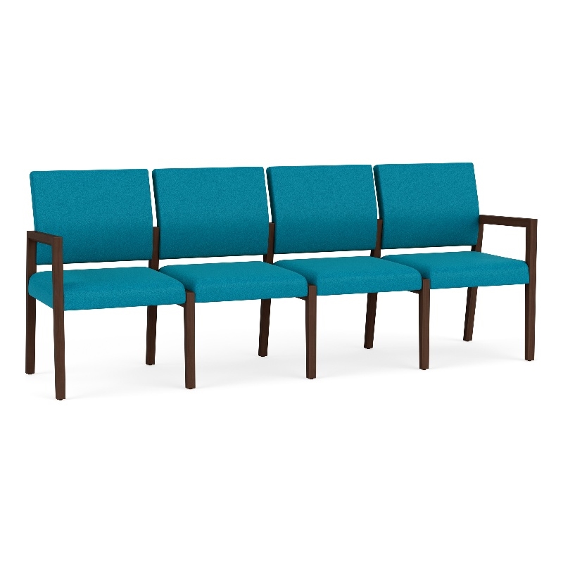 Pemberly Row Waiting Reception 4 Seat Tandem Seating No Center Arms in Teal