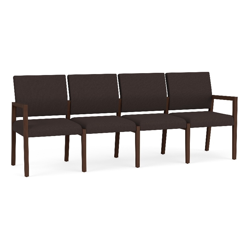 Pemberly Row Waiting Reception 4 Seat Tandem Seating No Center Arms in Brown
