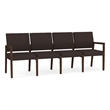 Pemberly Row Waiting Reception 4 Seat Tandem Seating No Center Arms in Brown
