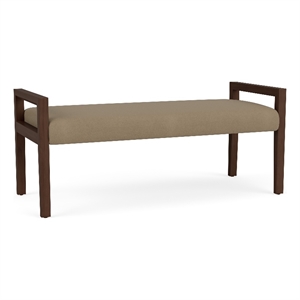Pemberly Row Waiting Reception 2 Seat Bench Wood Frame in Brown