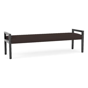 Pemberly Row Waiting Reception 3 Seat Bench Wood Frame in Brown
