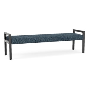 Pemberly Row Waiting Reception 3 Seat Bench Wood Frame in Blue